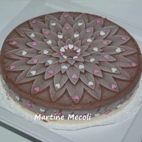 Gâteau glacé vanille chocolat en fleur