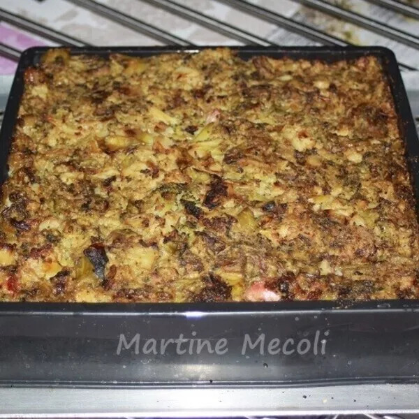 Gratin de macaroni, chou-fleur, brocolis et lardons sans cook'in